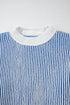 Exposed Seam Striped Ribbed Knit Crew Neck Sweater