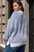 Exposed Seam Striped Ribbed Knit Crew Neck Sweater