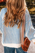 Exposed Seam Striped Ribbed Knit Crew Neck Sweater