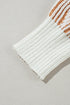 Exposed Seam Striped Ribbed Knit Crew Neck Sweater