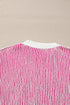 Exposed Seam Striped Ribbed Knit Crew Neck Sweater