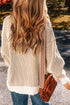 Exposed Seam Striped Ribbed Knit Crew Neck Sweater