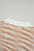 Exposed Seam Striped Ribbed Knit Crew Neck Sweater