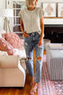 Exposed Seam Textured Knit Sleeveless Pullover Sweater