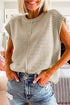 Exposed Seam Textured Knit Sleeveless Pullover Sweater