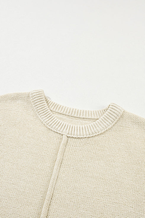 Exposed Seam Textured Knit Sleeveless Pullover Sweater