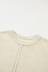 Exposed Seam Textured Knit Sleeveless Pullover Sweater