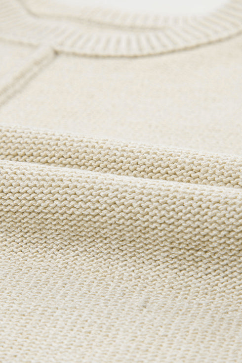 Exposed Seam Textured Knit Sleeveless Pullover Sweater