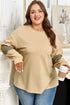 Exposed Seam Textured Patchwork Drop Shoulder Long Sleeve Top