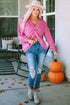 Exposed Seam Twist Open Back Oversized Pullover Sweatshirt