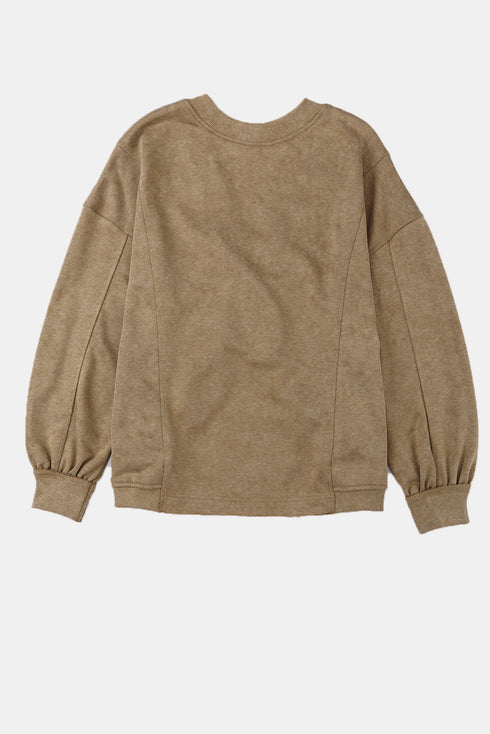 Exposed Seam Twist Open Back Oversized Pullover Sweatshirt