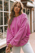 Exposed Seam Twist Open Back Oversized Pullover Sweatshirt