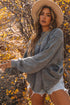 Exposed Seam Twist Open Back Oversized Pullover Sweatshirt