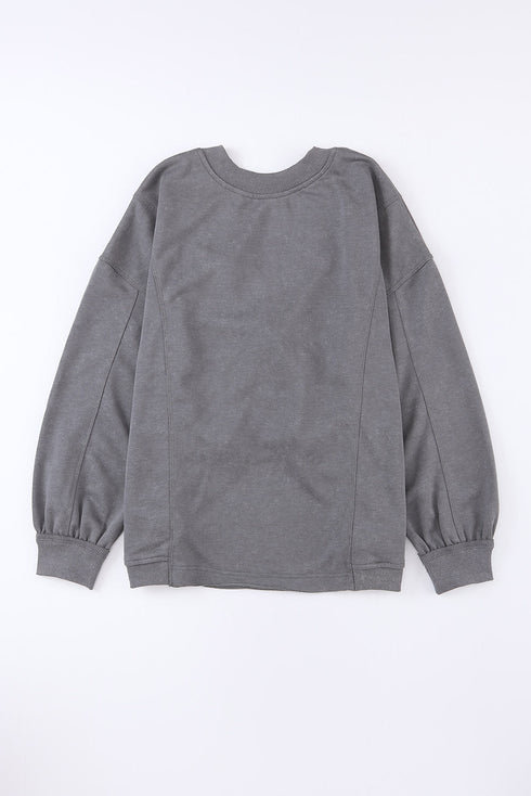 Exposed Seam Twist Open Back Oversized Pullover Sweatshirt