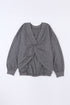Exposed Seam Twist Open Back Oversized Pullover Sweatshirt