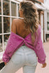 Exposed Seam Twist Open Back Oversized Pullover Sweatshirt