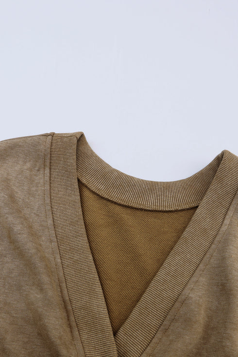 Exposed Seam Twist Open Back Oversized Pullover Sweatshirt