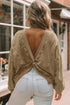 Exposed Seam Twist Open Back Oversized Pullover Sweatshirt
