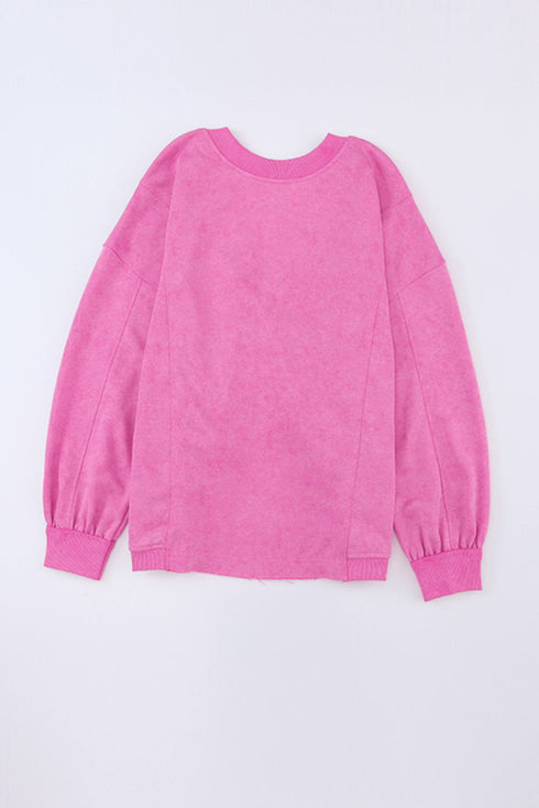 Exposed Seam Twist Open Back Oversized Pullover Sweatshirt