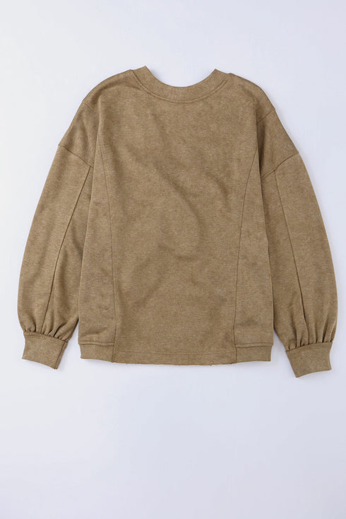 Exposed Seam Twist Open Back Oversized Pullover Sweatshirt