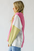 Exposed Seam Waffle Knit Striped Patchwork Long Sleeve Top