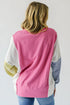 Exposed Seam Waffle Knit Striped Patchwork Long Sleeve Top