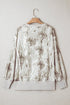Exposed Seam Woodland Print Split Hem Sweatshirt