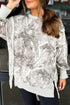 Exposed Seam Woodland Print Split Hem Sweatshirt