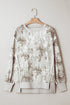 Exposed Seam Woodland Print Split Hem Sweatshirt