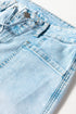 Exposed Stitch Detail Drawstring Wide Leg Barrel Jeans