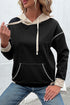 Exposed Stitch Panel Detail Relaxed Pullover Hoodie