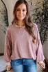 Exposed Stitch Patchwork Stripe Long Sleeve Cotton Top