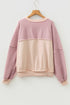 Exposed Stitch Patchwork Stripe Long Sleeve Cotton Top