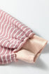 Exposed Stitch Patchwork Stripe Long Sleeve Cotton Top