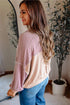 Exposed Stitch Patchwork Stripe Long Sleeve Cotton Top