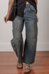 Exposed Stitching High Waist Relaxed Wide Leg Jeans