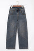Exposed Stitching High Waist Relaxed Wide Leg Jeans