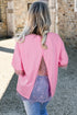 Eyelash Floral Lace Patchwork Half Sleeve Oversized Tee