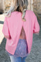 Eyelash Floral Lace Patchwork Half Sleeve Oversized Tee