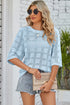 Eyelet Checker Knit Half Sleeve Top