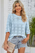Eyelet Checker Knit Half Sleeve Top