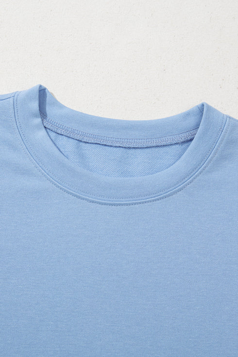 Eyelet Embroidered Floral Patchwork Puff Sleeve Crew Neck Blouse