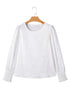 Eyelet Embroidered Smocked Cuff Cotton Blouse
