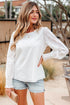 Eyelet Embroidered Smocked Cuff Cotton Blouse