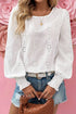 Eyelet Embroidered Smocked Cuff Cotton Blouse