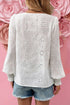 Eyelet Embroidered Smocked Cuff Cotton Blouse