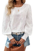 Eyelet Embroidered Smocked Cuff Cotton Blouse