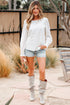 Eyelet Embroidered Smocked Cuff Cotton Blouse