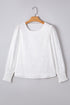 Eyelet Embroidered Smocked Cuff Cotton Blouse