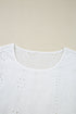 Eyelet Embroidered Smocked Cuff Cotton Blouse
